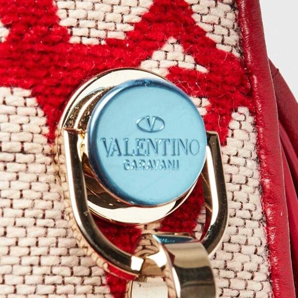 Valentino Naturale/Red Iconographe Fabric Le Grand Deuxieme Small Shoulder Bag - Picture 11 of 11
